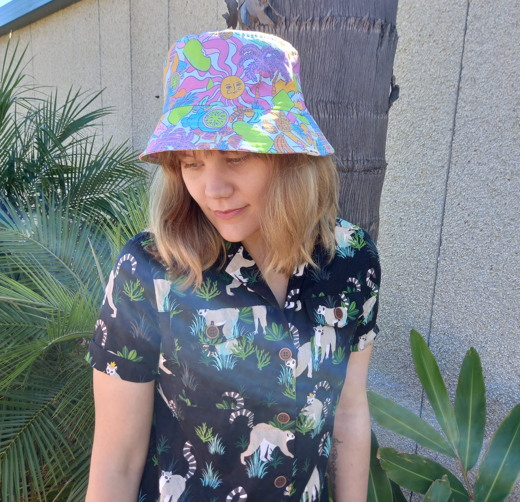 Popsicle Sun Brights Bucket Hat, Unisex Psychedelic Sun Hat, Dopamine Dressing, 90s Style Beach Surf Wear, Street Graffiti