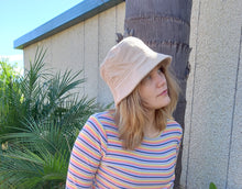 Load image into Gallery viewer, Sandstone Cord Bucket Hat, Unisex Neutral Beige Corduroy Sun Hat, Streetwear Surf Wear Fashion, Beach Wear