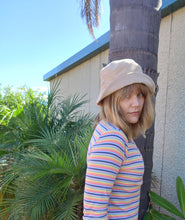 Load image into Gallery viewer, Sandstone Cord Bucket Hat, Unisex Neutral Beige Corduroy Sun Hat, Streetwear Surf Wear Fashion, Beach Wear