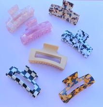 Load image into Gallery viewer, Mid Size Mini Rectangle Grip Hair Claw, Multiple Colours Checker Tortoise Hair Clip