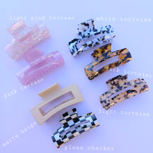 Load image into Gallery viewer, Mid Size Mini Rectangle Grip Hair Claw, Multiple Colours Checker Tortoise Hair Clip