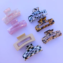 Load image into Gallery viewer, Mid Size Mini Rectangle Grip Hair Claw, Multiple Colours Checker Tortoise Hair Clip
