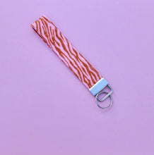 Load image into Gallery viewer, Pink Tiger Print Keychain Wristlet, 90s Print Key Chain, Key Fob