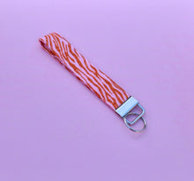Load image into Gallery viewer, Pink Tiger Print Keychain Wristlet, 90s Print Key Chain, Key Fob