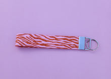 Load image into Gallery viewer, Pink Tiger Print Keychain Wristlet, 90s Print Key Chain, Key Fob