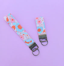 Load image into Gallery viewer, Floral Orange Keychain Wristlet, Flower Cottagecore Key Chain, Key Fob
