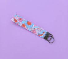 Load image into Gallery viewer, Floral Orange Keychain Wristlet, Flower Cottagecore Key Chain, Key Fob