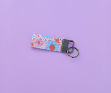 Load image into Gallery viewer, Floral Orange Keychain Wristlet, Flower Cottagecore Key Chain, Key Fob