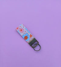Load image into Gallery viewer, Floral Orange Keychain Wristlet, Flower Cottagecore Key Chain, Key Fob