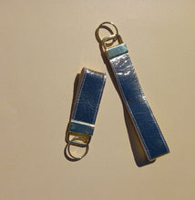 Load image into Gallery viewer, Metallic Gold Keychain Wristlet, Vegan Leather Key Chain, Key Fob