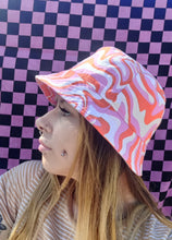 Load image into Gallery viewer, Swirl Brights Bucket Hat, Unisex Psychedelic Pink & Orange Sun Hat