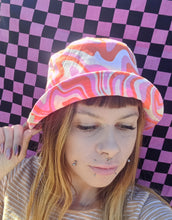 Load image into Gallery viewer, Swirl Brights Bucket Hat, Unisex Psychedelic Pink & Orange Sun Hat