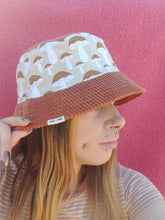 Load image into Gallery viewer, Mushroom Cord Bucket Hat, Unisex Neutral Corduroy Sun Hat, Streetwear Surf Wear Fashion, Beach Wear