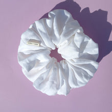 Load image into Gallery viewer, White XL Scrunchie in Linen, Oversized Scrunchies Australia, Special Occasion Scrunchies