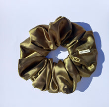 Load image into Gallery viewer, Olive Green XL Scrunchie in Satin, Oversized Scrunchies Australia