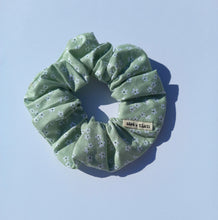 Load image into Gallery viewer, Organic Cotton Floral Scrunchie Large, Australian Scrunchies Cotton, Sage Green