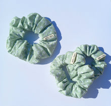 Load image into Gallery viewer, Organic Cotton Floral Scrunchie Large, Australian Scrunchies Cotton, Sage Green