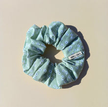 Load image into Gallery viewer, Organic Cotton Floral Scrunchie Large, Australian Scrunchies Cotton, Sage Green