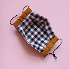 Load image into Gallery viewer, Reusable Fabric Mask / Mustard Linen with Filter Pocket, Adjustable Straps