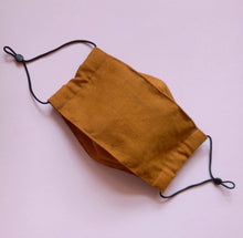 Load image into Gallery viewer, Reusable Fabric Mask / Mustard Linen with Filter Pocket, Adjustable Straps