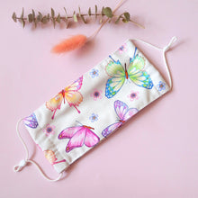 Load image into Gallery viewer, Reusable Fabric Mask / Butterfly Y2K Print with Filter Pocket, Adjustable Straps