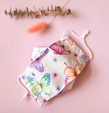 Load image into Gallery viewer, Reusable Fabric Mask / Butterfly Y2K Print with Filter Pocket, Adjustable Straps