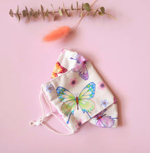 Load image into Gallery viewer, Reusable Fabric Mask / Butterfly Y2K Print with Filter Pocket, Adjustable Straps