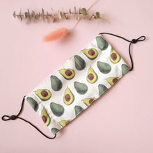 Load image into Gallery viewer, Reusable Fabric Mask / Avocado Print with Filter Pocket, Adjustable Straps