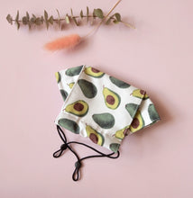 Load image into Gallery viewer, Reusable Fabric Mask / Avocado Print with Filter Pocket, Adjustable Straps