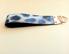 Load image into Gallery viewer, Tan Leopard Print Keychain Wristlet, Vegan Leather Animal Print Key Fob / by Sopo + Tahti