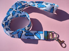Load image into Gallery viewer, Butterfly Lanyard, Glitter Butterflies Print, Long Lanyard / by Sopo and Tahti