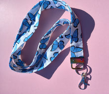 Load image into Gallery viewer, Butterfly Lanyard, Glitter Butterflies Print, Long Lanyard / by Sopo and Tahti