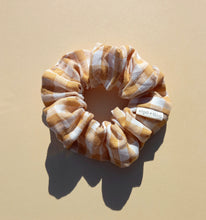 Load image into Gallery viewer, Linen, Large Gingham Yellow Scrunchie, Cotton scrunchie Made in Australia by Sopo & Tahti