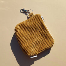 Load image into Gallery viewer, Chunky Mustard 70s Cord Keychain Zipper Pouch, Corduroy Coin Purse, Accessory Wallet / by Söpö + Tähti
