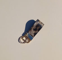 Load image into Gallery viewer, Tan Leopard Print Keychain Mini Wristlet, Vegan Leather Animal Print Key Fob / by Sopo + Tahti