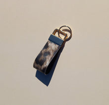 Load image into Gallery viewer, Tan Leopard Print Keychain Mini Wristlet, Vegan Leather Animal Print Key Fob / by Sopo + Tahti