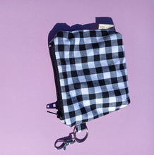 Load image into Gallery viewer, Black Gingham Keychain Zipper Pouch, Coin Purse, Accessory Wallet / by Söpö + Tähti