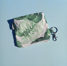 Load image into Gallery viewer, Monstera Tropical Keychain Zipper Pouch, Coin Purse, Accessory Wallet / by Söpö + Tähti