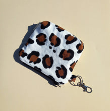 Load image into Gallery viewer, White Leopard Keychain Zipper Pouch, Coin Purse, Accessory Wallet / by Söpö + Tähti