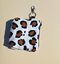 Load image into Gallery viewer, White Leopard Keychain Zipper Pouch, Coin Purse, Accessory Wallet / by Söpö + Tähti