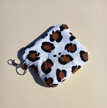 Load image into Gallery viewer, White Leopard Keychain Zipper Pouch, Coin Purse, Accessory Wallet / by Söpö + Tähti