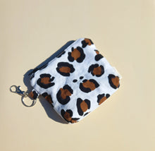 Load image into Gallery viewer, White Leopard Keychain Zipper Pouch, Coin Purse, Accessory Wallet / by Söpö + Tähti