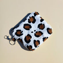 Load image into Gallery viewer, White Leopard Keychain Zipper Pouch, Coin Purse, Accessory Wallet / by Söpö + Tähti