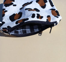 Load image into Gallery viewer, White Leopard Keychain Zipper Pouch, Coin Purse, Accessory Wallet / by Söpö + Tähti