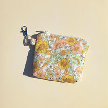 Load image into Gallery viewer, Dreamy Floral Cord Keychain Zipper Pouch, Corduroy Coin Purse, Accessory Wallet / by Söpö + Tähti