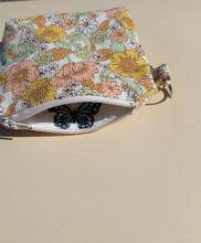 Load image into Gallery viewer, Dreamy Floral Cord Keychain Zipper Pouch, Corduroy Coin Purse, Accessory Wallet / by Söpö + Tähti