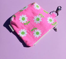Load image into Gallery viewer, Bright Pink Daisy Keychain Zipper Pouch, Coin Purse, Accessory Wallet / by Söpö + Tähti