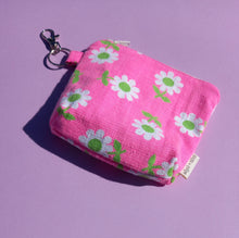 Load image into Gallery viewer, Bright Pink Daisy Keychain Zipper Pouch, Coin Purse, Accessory Wallet / by Söpö + Tähti