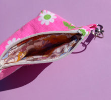 Load image into Gallery viewer, Bright Pink Daisy Keychain Zipper Pouch, Coin Purse, Accessory Wallet / by Söpö + Tähti