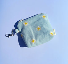Load image into Gallery viewer, Daisy Cord Keychain Zipper Pouch, Corduroy Coin Purse, Accessory Wallet / by Söpö + Tähti